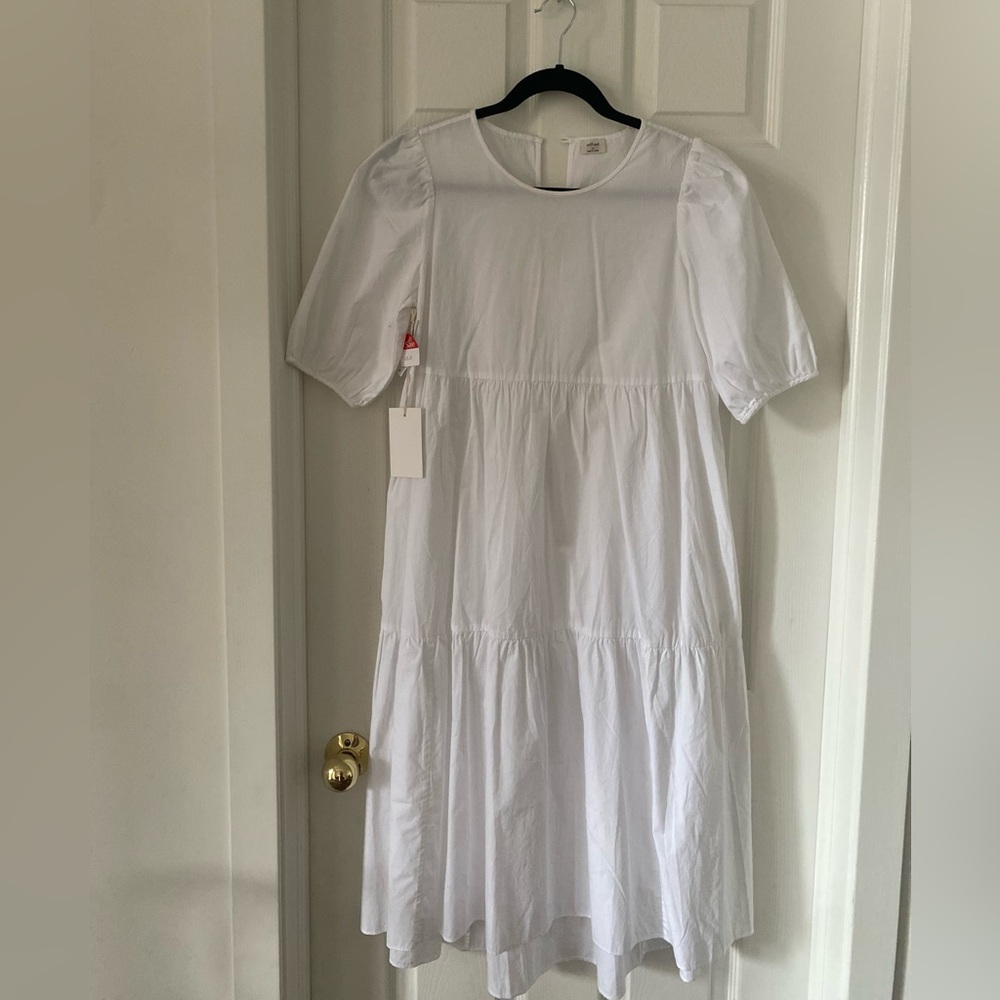Aritzia White Tiered Cotton Rengo Midi Dress